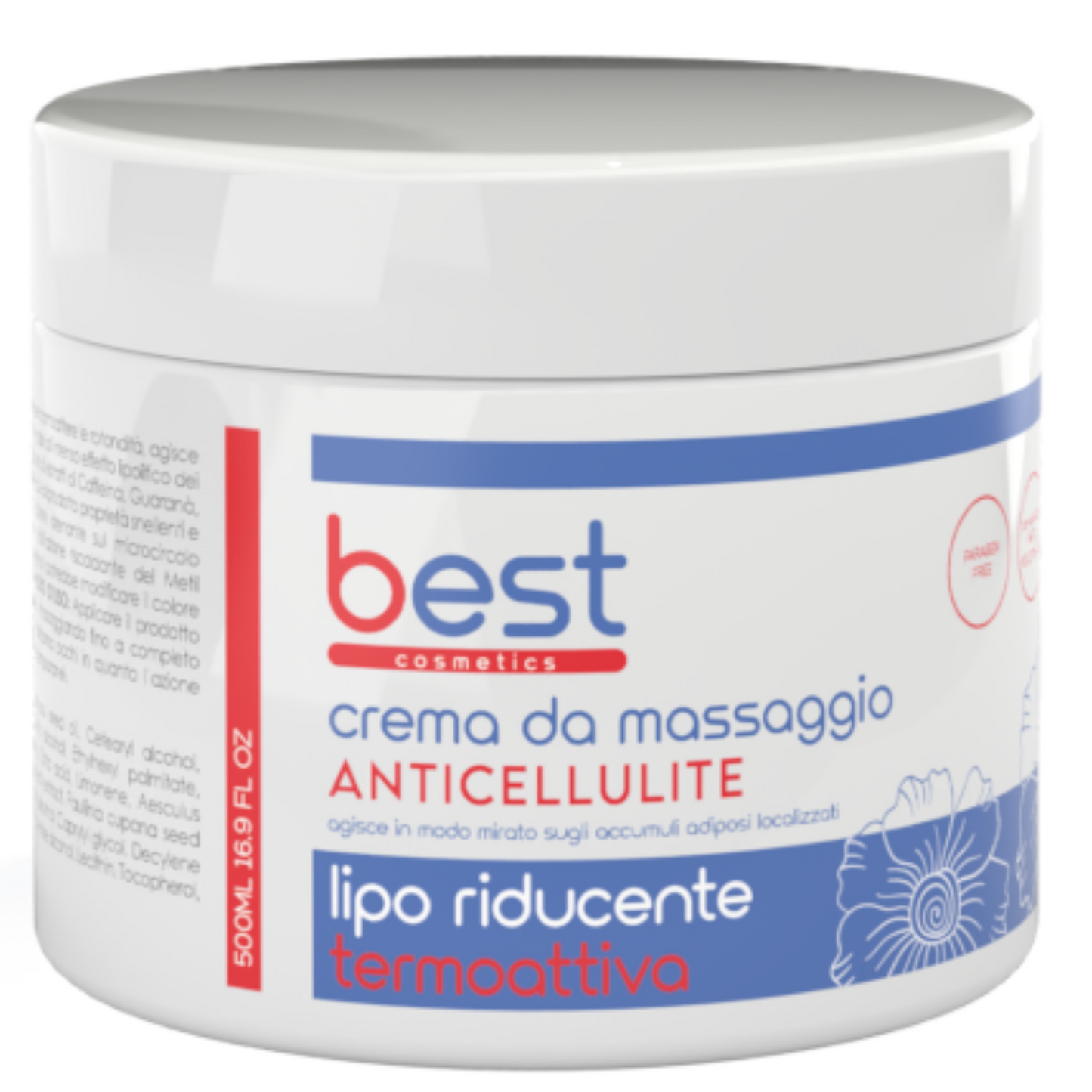 BEST COSMETICS - Crema da massaggio lipo riducente anticellulite termoattiva vaso 500 ml