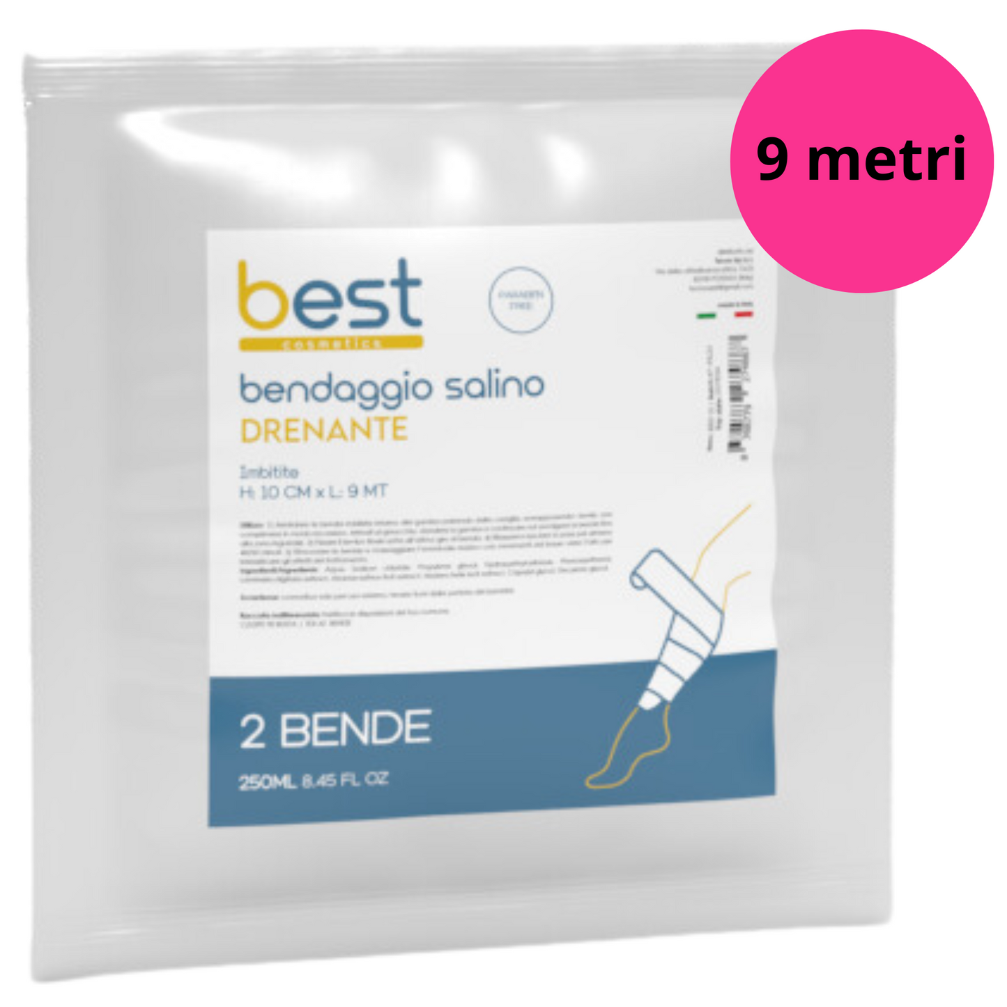 BEST COSMETICS - bendaggio salino drenante 10 cm * 9 mt