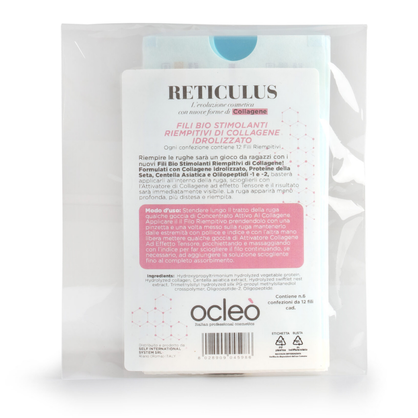 OCLEO' - Fili Bio Stimolanti Riempitivi Di Collagene Idrolizzato Reticulus – 6 Bustine – Tot 72 Fili