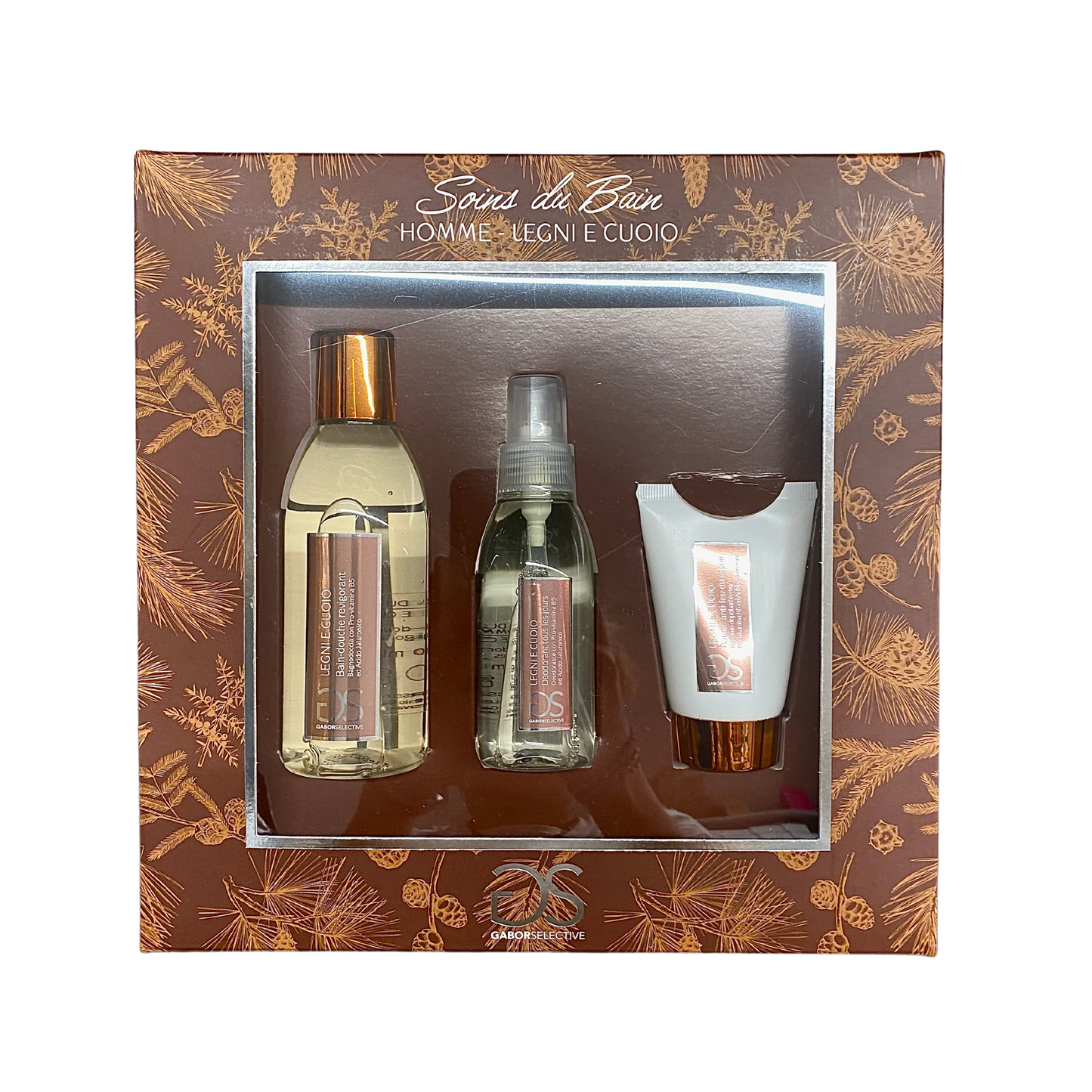 GABOR SELECTIVE - legno e cuoio Pro-vitamina B5 e acido ialuronico bagno doccia + deodorante + balsamo dopobarba