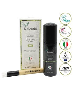 Kit vegano schiuma detergente e pennello per ciglia/sopracciglia 50ml
