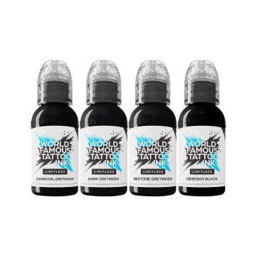 World Famous Limitless Tattoo Ink - Lining and Shading Set - 4x 30ml (EU REACH Version)