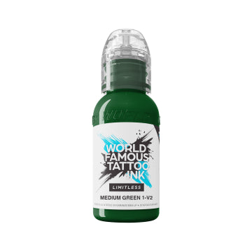 World Famous Limitless Tattoo Ink - Medium Green 1 v2 30ml (EU REACH Version)